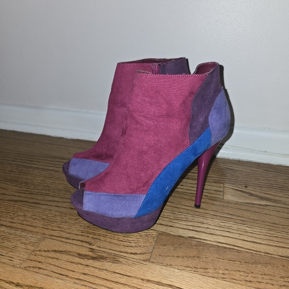 Multi-Color Peep Toe Booties - Picture 3 of 4